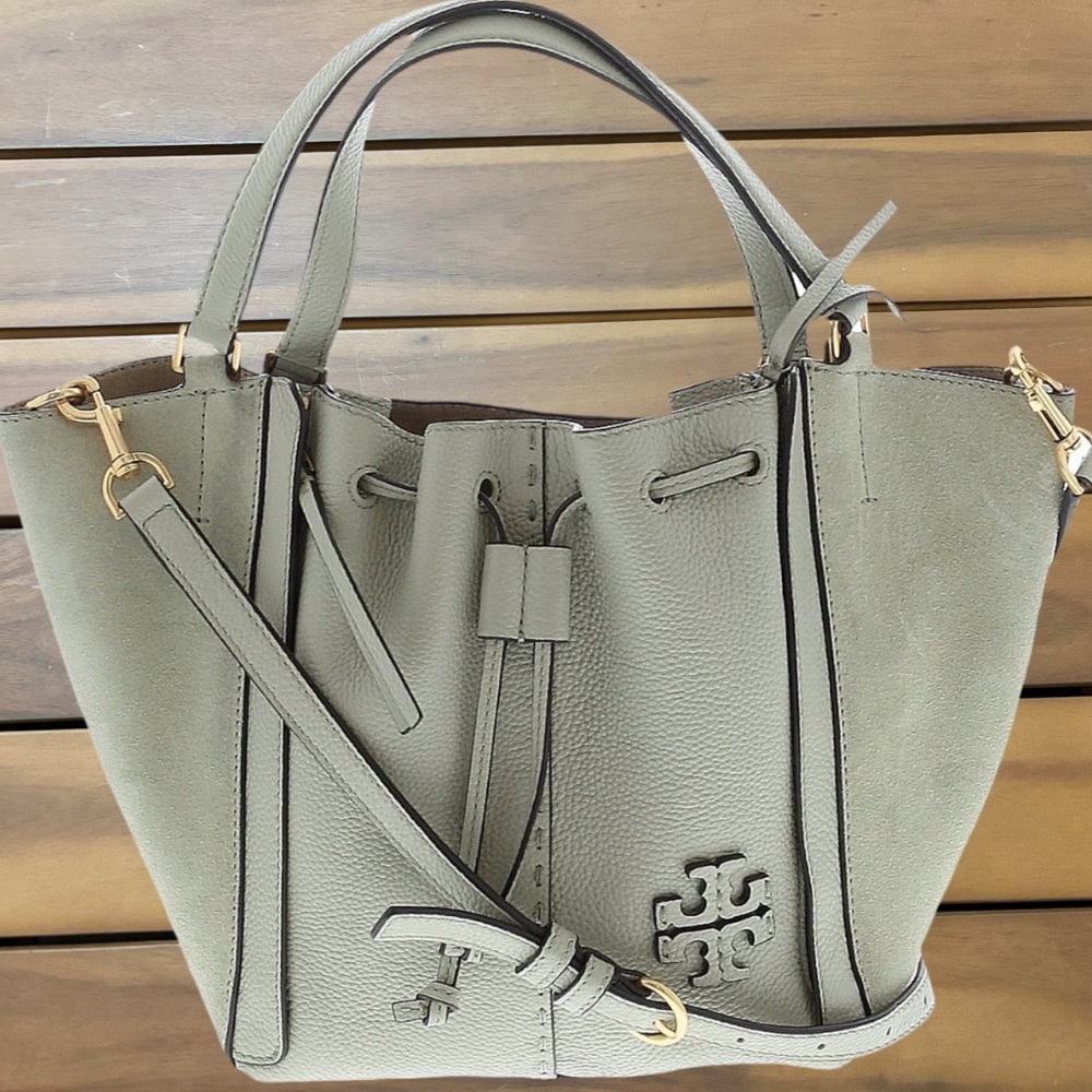 Tory Burch Sage Green Leather Shoulder/Crossbody  Bag